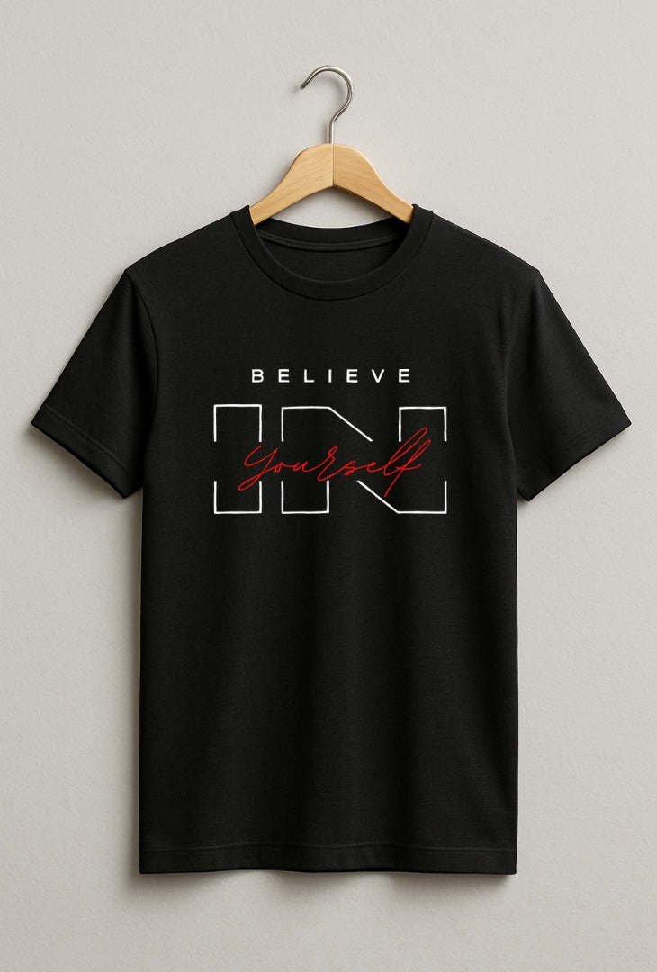 Beleive in yourself Black Tshirt for Men