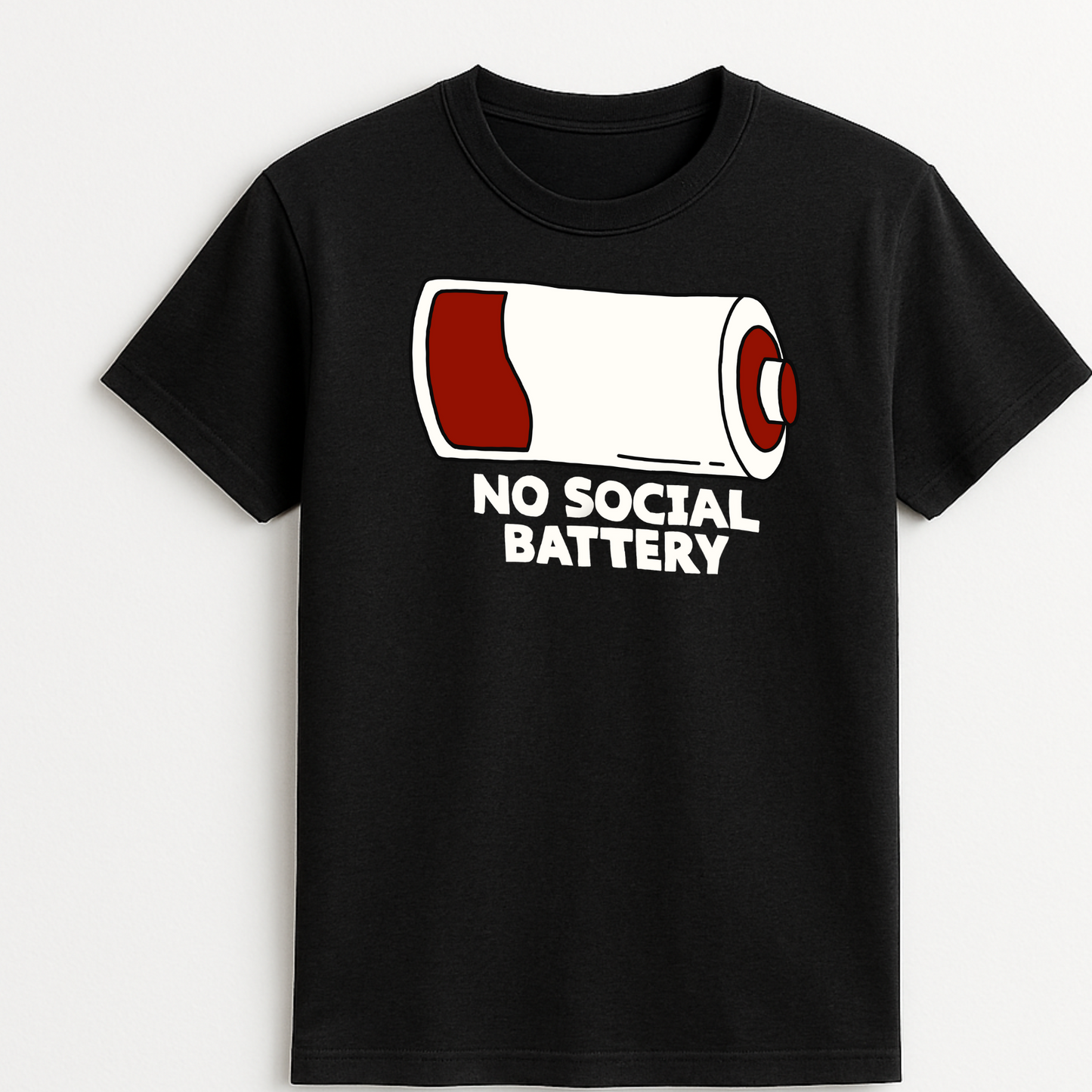 MYD CASUALS BLACK TSHIRT NO SOCIAL BATTERY
