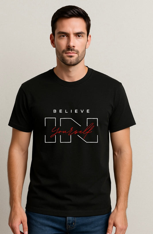 Beleive in yourself Black Tshirt for Men