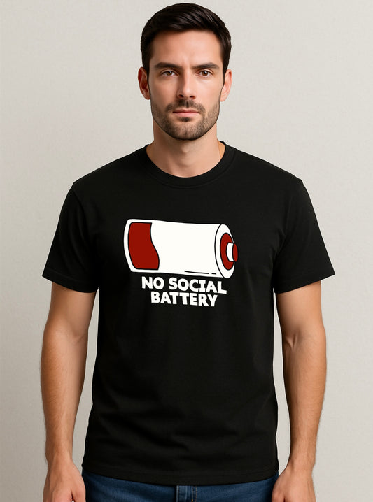 MYD CASUALS BLACK TSHIRT NO SOCIAL BATTERY