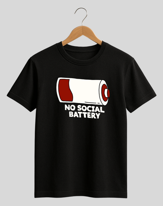 MYD CASUALS BLACK TSHIRT NO SOCIAL BATTERY